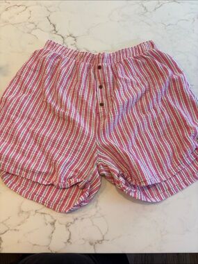 Free People Striped Pink and White Cotton Lounge Shorts